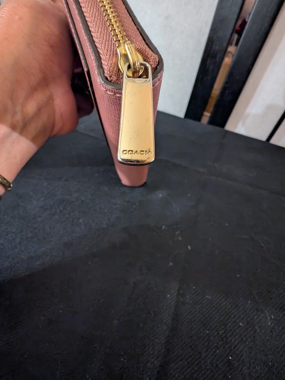 Coach Compact Zip Wallet in Dusty Rose